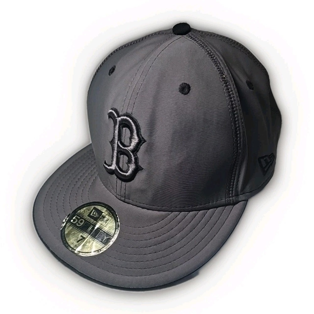 New Era Boston Red Sox Hat Mens‎ 7 Grey 59FIFTY Fitted MLB Baseball Cap Grey